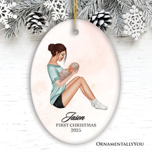 Carregar imagem no visualizador da galeria, Mother and Newborn Baby Personalized First Christmas Ornament
