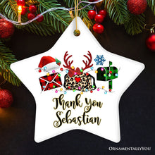 Carregar imagem no visualizador da galeria, Personalized Postal Worker Buffalo Plaid Leopard Merry Christmas Ornament Gift
