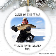 Carregar imagem no visualizador da galeria, Personalized Fishing Keepsake Ornament Gift, Catch of the Year Photo

