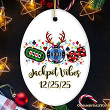 Carregar imagem no visualizador da galeria, Personalized Casino Buffalo Plaid Christmas Ornament, Poker and Dice, Player and Staff Gift
