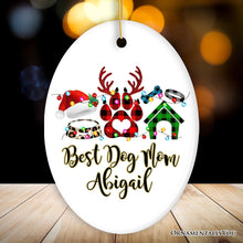 Carregar imagem no visualizador da galeria, Personalized Dog Buffalo Plaid Leopard Merry Christmas Ornament, Dog Mom Gift
