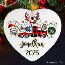 Carregar imagem no visualizador da galeria, Personalized Truck Driver and Logistics Buffalo Plaid Christmas Ornament, Freight Delivery and Dispatcher Gift
