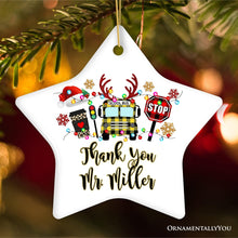 Carregar imagem no visualizador da galeria, Personalized School Bus Driver Buffalo Plaid Leopard Merry Christmas Ornament Gift
