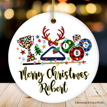 Carregar imagem no visualizador da galeria, Personalized Billiards Buffalo Plaid Christmas Ornament, Pool Balls Snooker Gift

