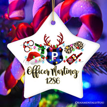Carregar imagem no visualizador da galeria, Personalized Merry Christmas Plaid Police Officer Christmas Ornament
