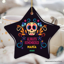 Cargar imagen en el visor de la galería, Colorful &amp; Thoughtful Day of the Death Personalized Ornament, Mexican Skull Memorial Keepsake Gift

