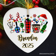 Carregar imagem no visualizador da galeria, Personalized Bartender Buffalo Plaid Leopard Merry Christmas Ornament Gift

