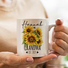 Load image into Gallery viewer, Best Grandma Ever Personalized Mug, Sunflower Grandmother Gift With Custom Name and Date
