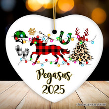 Carregar imagem no visualizador da galeria, Personalized Horse Buffalo Plaid Leopard Merry Christmas Ornament, Equestrian Gift
