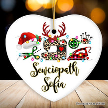 Carregar imagem no visualizador da galeria, Personalized Sewing Buffalo Plaid Leopard Merry Christmas Ornament, Clothing Stylist Gift

