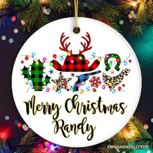 Carregar imagem no visualizador da galeria, Personalized Buffalo Plaid Gunslinger Western Cowboy Style Christmas Ornament

