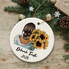 Load image into Gallery viewer, Small Town Girl with Sunflowers Personalized Ornament Gift, Farmhouse Christmas Tree Decor
