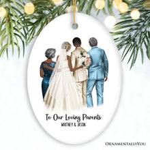 Carregar imagem no visualizador da galeria, Bride and Groom with Parents Wedding Gift Ornament Personalized

