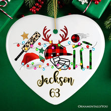 Carregar imagem no visualizador da galeria, Personalized Cricket Buffalo Plaid Leopard Merry Christmas Ornament, Team and Coaches Gift
