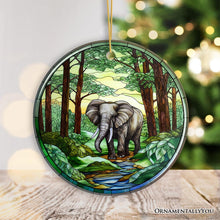 Load image into Gallery viewer, Gentle Giants Elephant Stained Glass Style Ceramic Ornament, African Animals Christmas Gift and Decor
