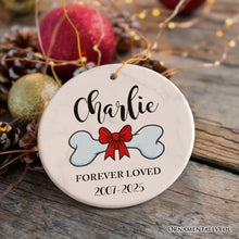 Load image into Gallery viewer, Dog Personalized Merry Woofmas Ornament With Bone, Custom Name and Date Puppy Gift
