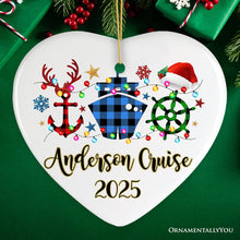 Carregar imagem no visualizador da galeria, Personalized Cruise Vacation Buffalo Plaid Leopard Merry Christmas Ornament Gift
