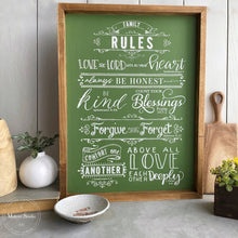 Carregar imagem no visualizador da galeria, Family Rules - Mesh Stencil 12x18
