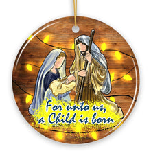 Cargar imagen en el visor de la galería, Festive Nativity Ornament with Jesus and Mary Birth of Christ Iconography

