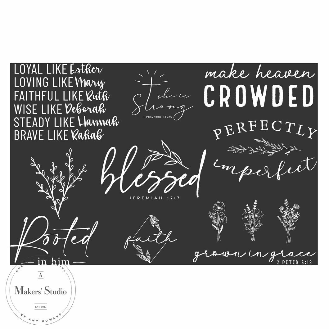 Floral Faith - Mesh Stencil 12x18