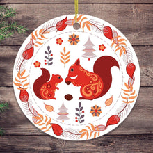 Cargar imagen en el visor de la galería, Folk Squirrel Ornament, Ethnic Nature in Fall Christmas Decoration

