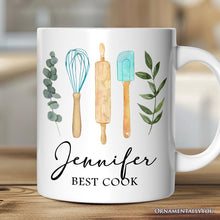 Carregar imagem no visualizador da galeria, Best Cook Minimalist Personalized Mug, Chef Custom Gift with Name
