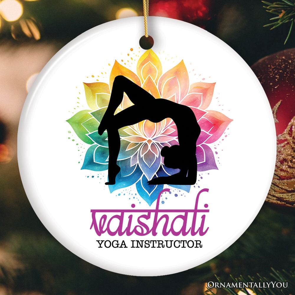 Colorful and Zen Personalized Yoga Ornament, Hatha Yoga Pose Customized Gift for Yogis
