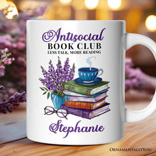 Carregar imagem no visualizador da galeria, Lavender Antisocial Book Club Personalized Mug, Custom Gift with Name For Book Lovers
