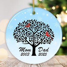 Load image into Gallery viewer, Dad and Mom Cardinals in The Tree Personalized Ornament
