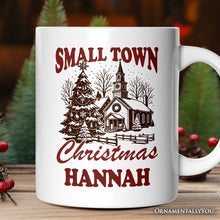 Carregar imagem no visualizador da galeria, Small Town Christmas Vintage Personalized Mug, Rustic Winter Church Gift with Custom Name
