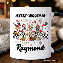 Carregar imagem no visualizador da galeria, Merry Woofmas Dog Mama Personalized Mug, Dogs With Santa Hats Christmas Gift with Custom Name
