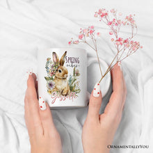 Carregar imagem no visualizador da galeria, Artistic Watercolor Spring Vibes Personalized Mug, Floral Bunny Custom Gift with Name
