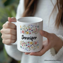 Carregar imagem no visualizador da galeria, Wildflowers Personalized Mug, Flowers Custom Gift with Name for Women
