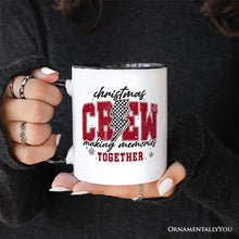 Cargar imagen en el visor de la galería, Christmas Crew Making Memories Together Personalized Mug, Checkered Lightning Retro Holiday Gift with Custom Name
