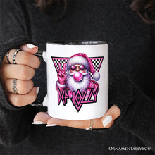 Carregar imagem no visualizador da galeria, Pink Santa Blowing Bubblegum Personalized Mug, Def Jolly Coquette Retro Christmas Gift with Custom Name
