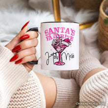 Load image into Gallery viewer, Santa’s Favorite Hot Mess Personalized Mug, Pink Martini Retro Disco Christmas Gift with Custom Name
