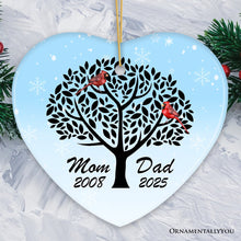 Load image into Gallery viewer, Dad and Mom Cardinals in The Tree Personalized Ornament
