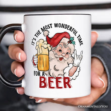 Carregar imagem no visualizador da galeria, Santa Beer Christmas Personalized Mug, It’s The Most Wonderful Time Funny Holiday Gift with Custom Name
