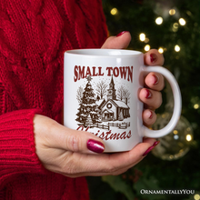 Carregar imagem no visualizador da galeria, Small Town Christmas Vintage Personalized Mug, Rustic Winter Church Gift with Custom Name
