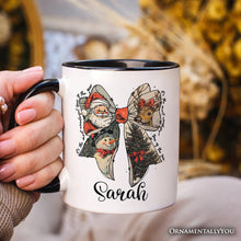 Load image into Gallery viewer, Coquette Christmas Bow Personalized Mug, It&#39;s Most Wonderful Time Of The Year Vintage Gift with Custom Name
