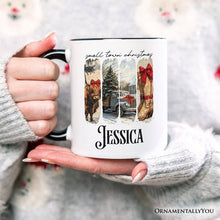 Carregar imagem no visualizador da galeria, Small Town Christmas Personalized Mug, Highland Cow Rustic Western Cowgirl Holiday Gift with Custom Name
