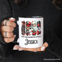 Carregar imagem no visualizador da galeria, It's the Most Wonderful Time of The Year Personalized Mug, Reindeer, Santa, Snowman Vintage Gift with Custom Name
