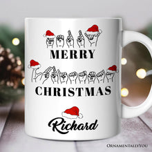 Carregar imagem no visualizador da galeria, ASL Sign Language Merry Christmas Mug, Personalized Gift for Teacher
