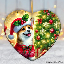 Carregar imagem no visualizador da galeria, Adorable Welsh Corgi with Santa Hat Ornament, Jolly Christmas for Heartfelt Gift
