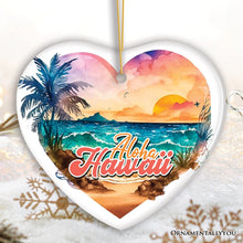 Carregar imagem no visualizador da galeria, Aloha Hawaii Tropical Watercolor Beach Ornament, Nature Paradise Christmas Gift
