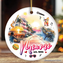 Carregar imagem no visualizador da galeria, Artistic Miami Paradise Downtown Ornament, Unique and Cultural Florida Vacation Souvenir
