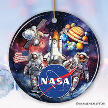 Carregar imagem no visualizador da galeria, Artistic NASA Handcrafted Christmas Ornament, Astronaut in Outer Space with the Planets
