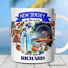 Carregar imagem no visualizador da galeria, Artistic New Jersey State Themes and Landmarks Personalized Mug With Custom Name
