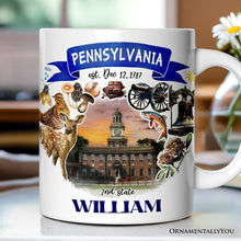Carregar imagem no visualizador da galeria, Artistic Pennsylvania State Themes and Landmarks Personalized Mug With Custom Name
