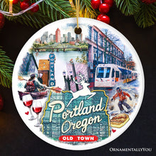 Carregar imagem no visualizador da galeria, Artistic Portland City Ceramic Art Ornament, Oregon Souvenir and Christmas Gift
